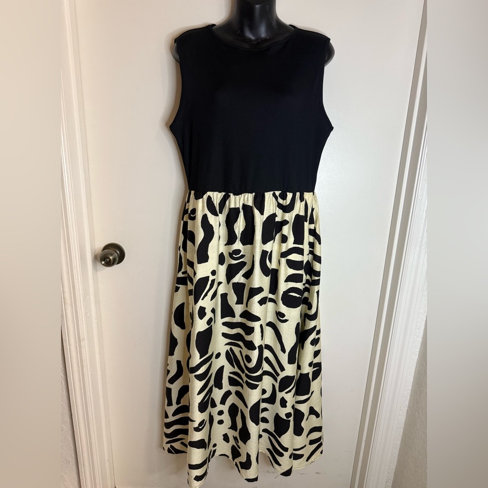 Target Black and Cream Animal Print Midi Dress